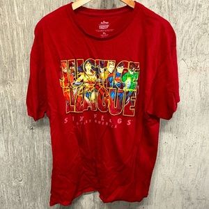 Six Flags Great America Justice League Red Short Sleeve T-shirt- XL